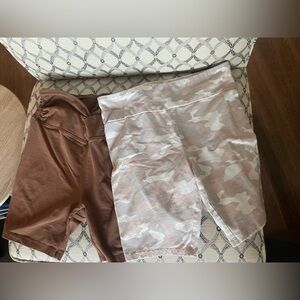 Victoria’s Secret PINK brown bike shorts, Wild Fable pink camo bike shorts.